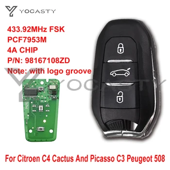 YOCASTY 3 Gomb PCF7953M 4A Chip Teljes Intelligens Kártya Autó Kulcs Csere CITROEN C4 Picasso Zár 2017 2018 2019 433.92 MHz