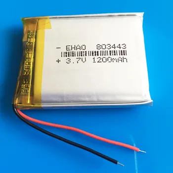 3.7 V 1200mAh 803443 lipo lítium-polimer akkumulátor MP3 GPS navigator DVD felvevő headset e-book fényképezőgép