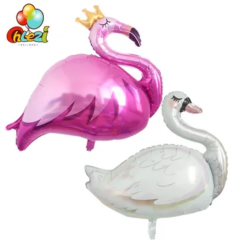 1db fehér hattyú léggömb flamingo Korona lufi happy Birthday Party Dekoráció, baba zuhany lány állatok Kókusz kaktusz globos